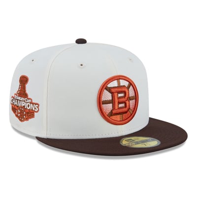 Boston Bruins New Era Pumpkin Spice 59FIFTY Fitted Hat - Cream