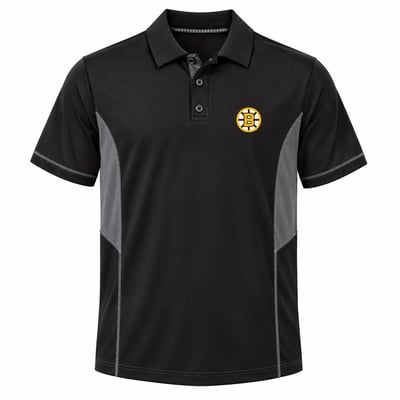 Boston Bruins Profile Big & Tall Color Block Panel Polo - Black/Charcoal
