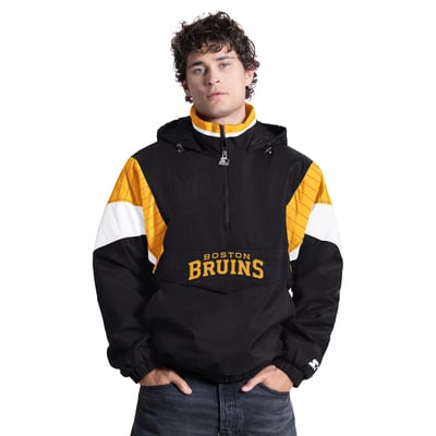 Boston Bruins Starter Half-Zip Hooded Jacket - Black