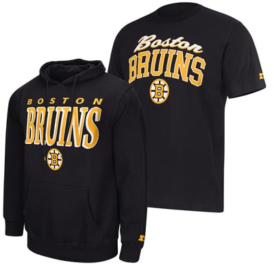 Boston Bruins Starter Logo Hoodie & T-Shirt Combo Pack - Black