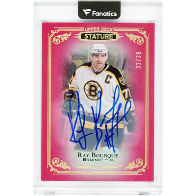 Ray Bourque Boston Bruins Autographed 2019-20 Upper Deck Stature Red #89 #32/35 Card
