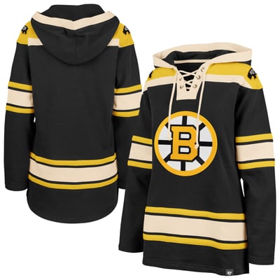  Boston Bruins '47 Women's Superior Lacer Pullover Hoodie - Black