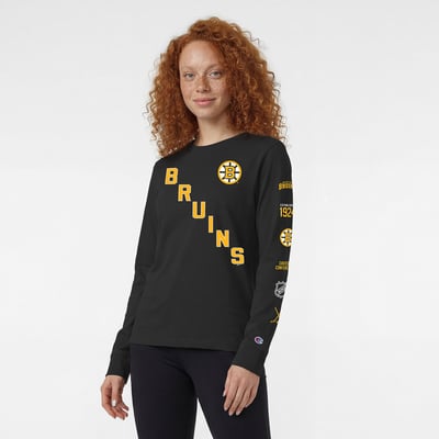  Boston Bruins Champion Women's Long Sleeve T-Shirt - Black