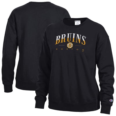 Boston Bruins Champion Women's  Split Color Text Sweatshirt - Black