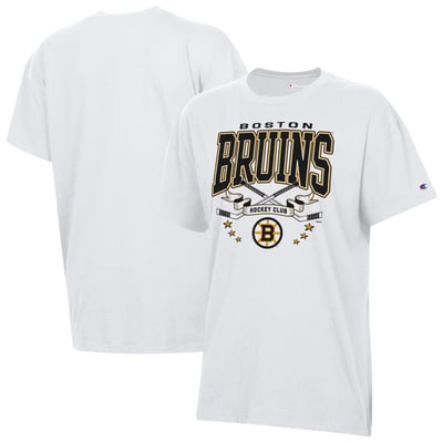 Boston Bruins Champion Women's  Crossing Sticks Oversized T-Shirt - White