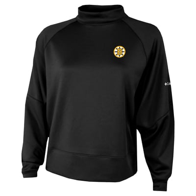  Boston Bruins Columbia Women's Par Performance Mock Neck Raglan Dolman Sweatshirt - Black