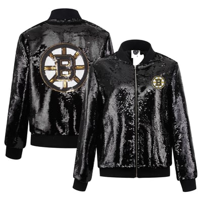  Boston Bruins FABGATING by Cuce Women's Sequin Full-Zip Jacket - Black