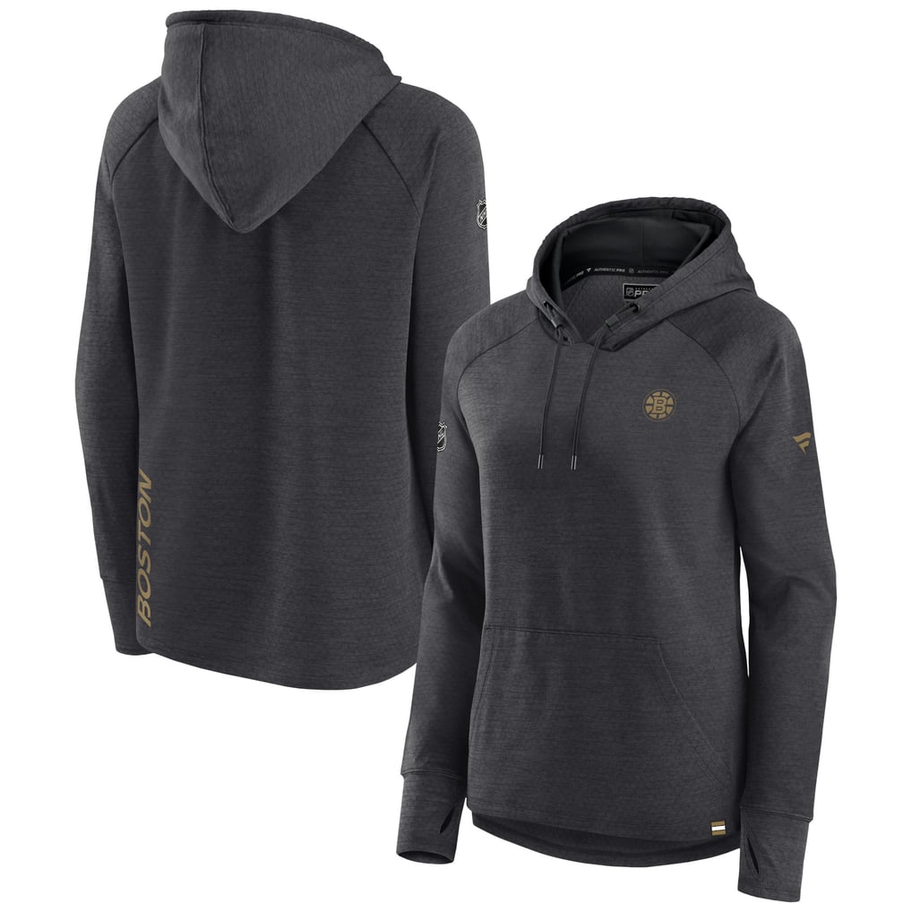  Boston Bruins Fanatics Women's Authentic Pro Pullover Hoodie - Heather Charcoal