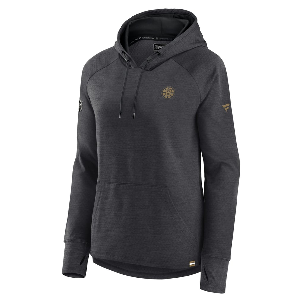  Boston Bruins Fanatics Women's Authentic Pro Pullover Hoodie - Heather Charcoal