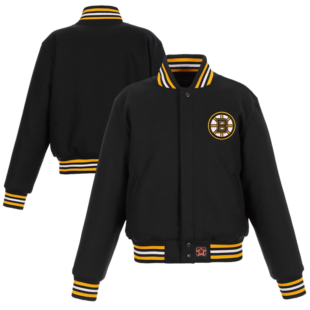 Boston Bruins JH Design Women's All-Wool Embroidered Full-Snap Jacket - Black