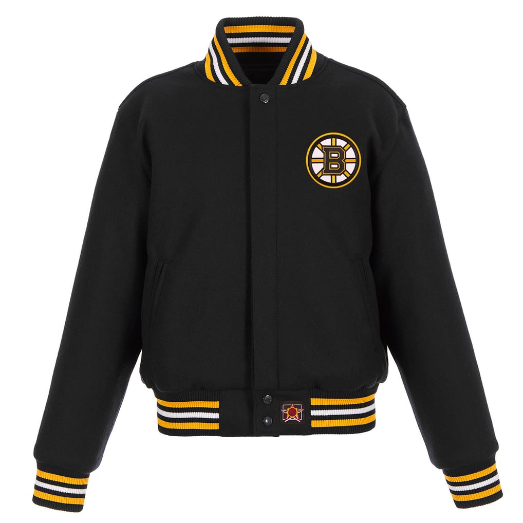 Boston Bruins JH Design Women's All-Wool Embroidered Full-Snap Jacket - Black