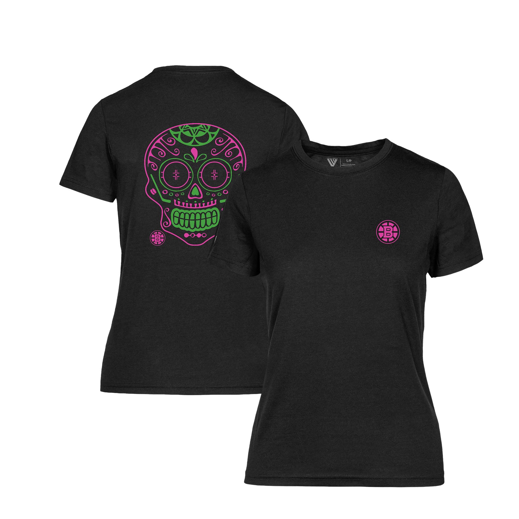 Women's Boston Bruins Levelwear Black DOTD Sugar Skull Maddox T-Shirt
