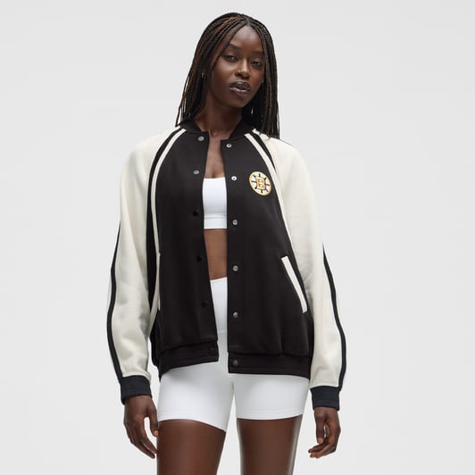 Boston Bruins lululemon Women's Scuba Oversized Full-Snap Varsity Jacket - Black