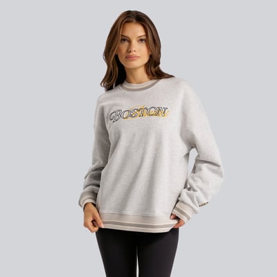 Boston Bruins lululemon Women's Perfectly Oversized Hip-Length Ringer Sweatshirt - Heathered Core Ultra Light Grey