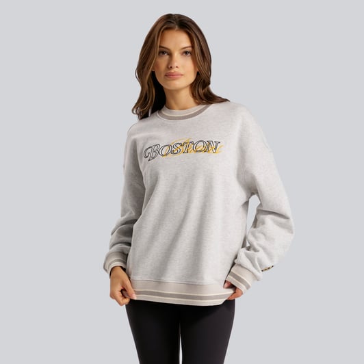 Boston Bruins lululemon Women's Perfectly Oversized Hip-Length Ringer Sweatshirt - Heathered Core Ultra Light Grey