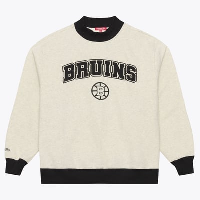  Boston Bruins Mitchell & Ness Women's Cookies & Cream Mock Neck Pullover - Cream