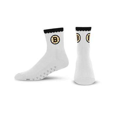  Boston Bruins PRO Compression Women's Heartshape Grippers Yoga-Pilates Quarter Socks - White
