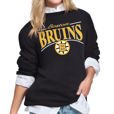 Boston Bruins Starter Women's Arch Stripe Fleece Sweatshirt - Black
