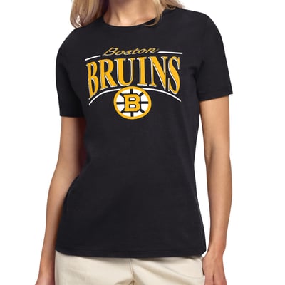 Boston Bruins Starter Women's Arch Stripe T-Shirt - Black