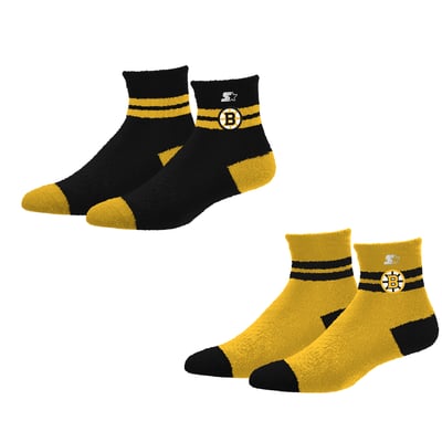 Boston Bruins Starter Women's Cozy Cuff Stripes Quarter-Length Plush Socks