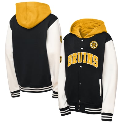  Boston Bruins Mitchell & Ness Youth Rink Side Full-Snap Fleece Jacket - Black