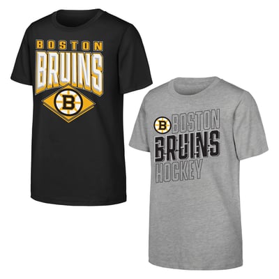 Boston Bruins Outerstuff Youth Trench Kings 2-Pack T-Shirt Set - Black/Gray