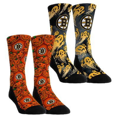  Boston Bruins Rock Em Youth Halloween Crew Socks 2-Pack Set - Orange