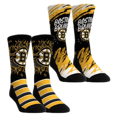  Boston Bruins Rock Em Youth Ice Breaker Two-Pack Crew Socks Set - Yellow
