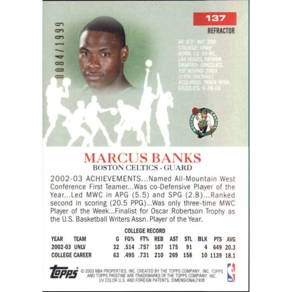 2003-04 Topps Pristine Refractors #137 Marcus Banks C