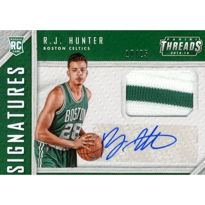 2015-16 Panini Threads Rookie Threads Signatures Prime #26 R.J. Hunter/25