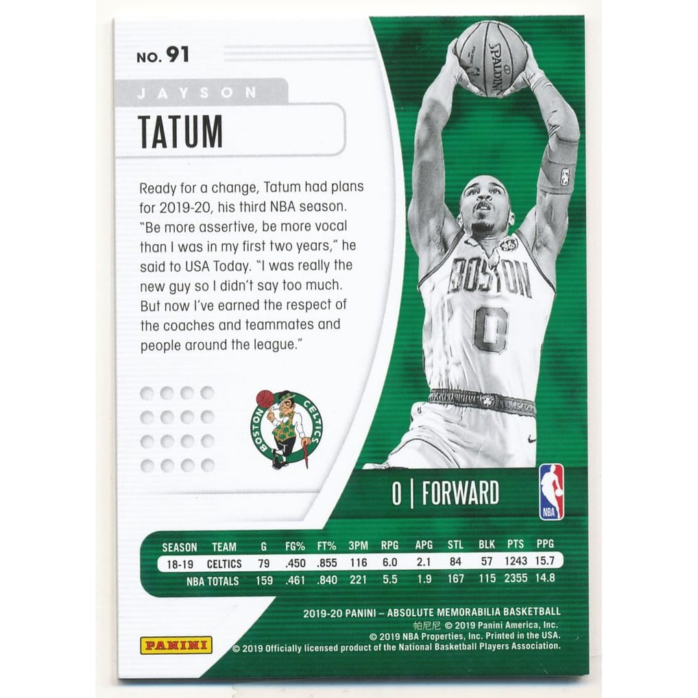 2019-20 Absolute Memorabilia #91 Jayson Tatum