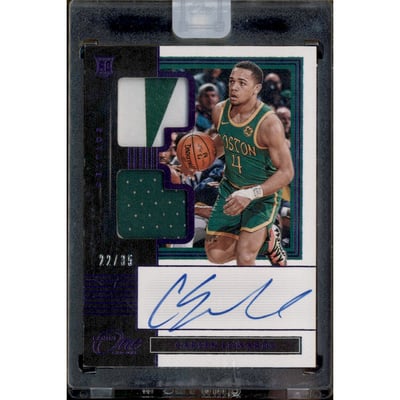 2019-20 Panini One and One Rookie Dual Jersey Autographs Purple #1 Carsen Edwards