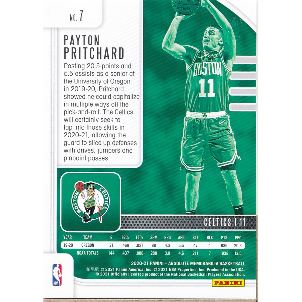 2020-21 Absolute Memorabilia #7 Payton Pritchard