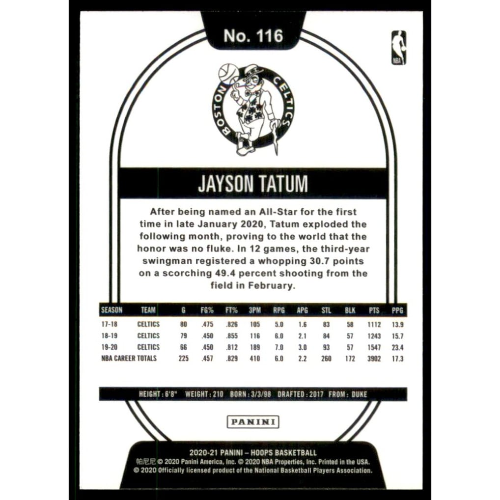 2020-21 Hoops Blue #116 Jayson Tatum