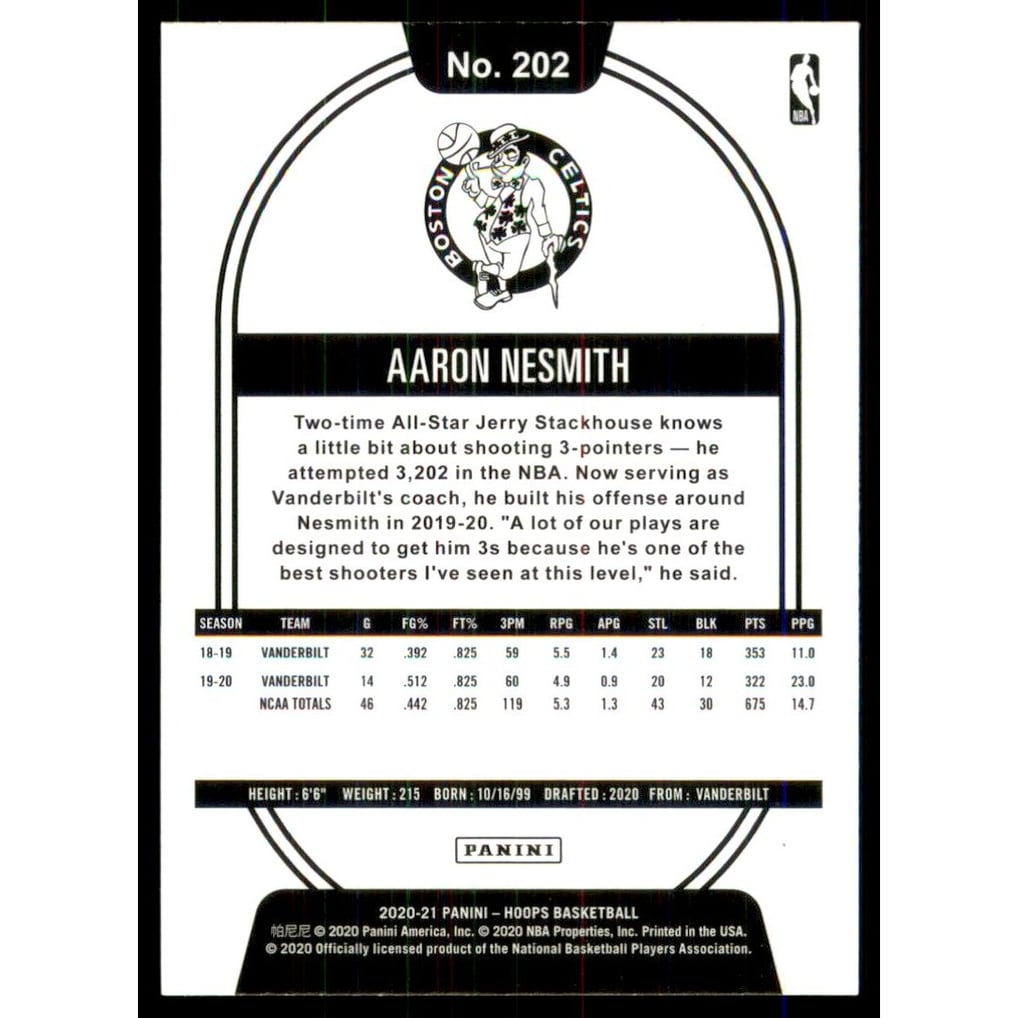 2020-21 Hoops Teal Explosion #202 Aaron Nesmith