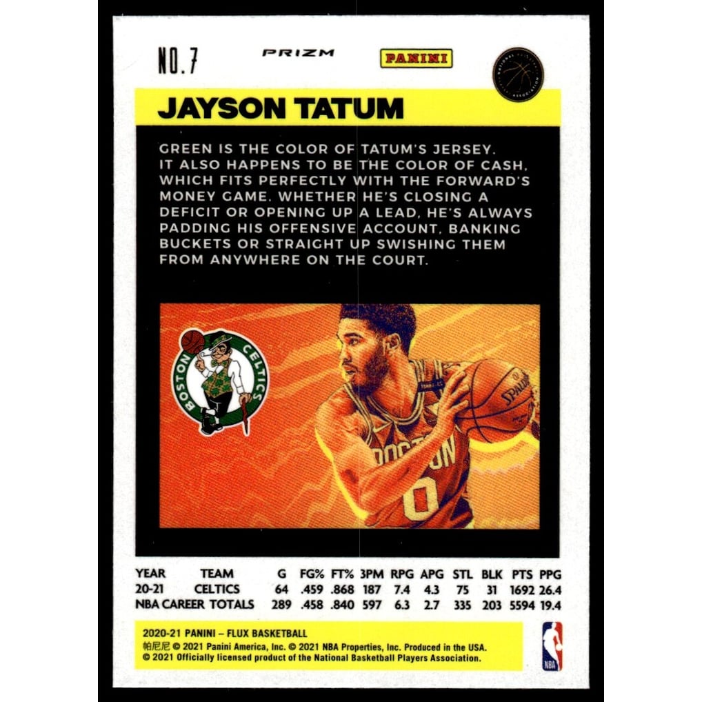 2020-21 Panini Flux Silver #7 Jayson Tatum