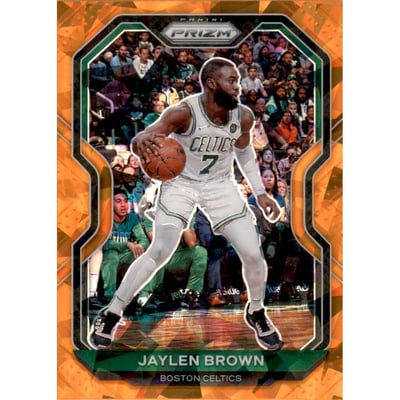 2020-21 Panini Prizm Prizms Orange Ice #189 Jaylen Brown