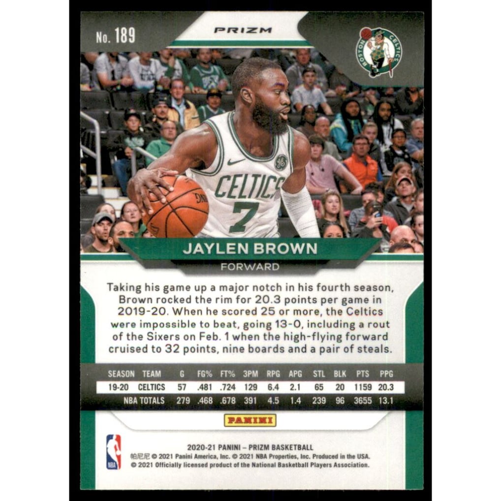 2020-21 Panini Prizm Prizms Silver #189 Jaylen Brown