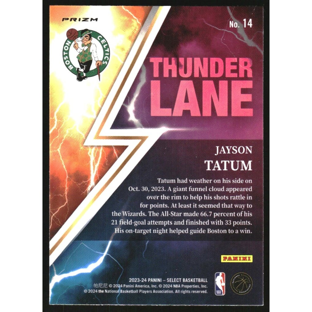 2023-24 Select Thunder Lane Silver Prizms #14 Jayson Tatum