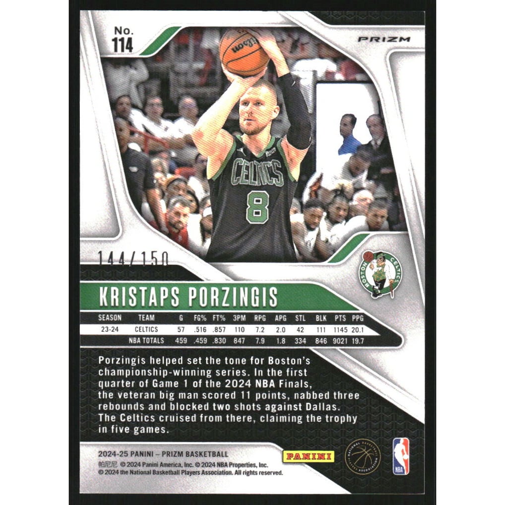 2024-25 Panini Prizm Prizms Fast Break Blue #114 Kristaps Porzingis