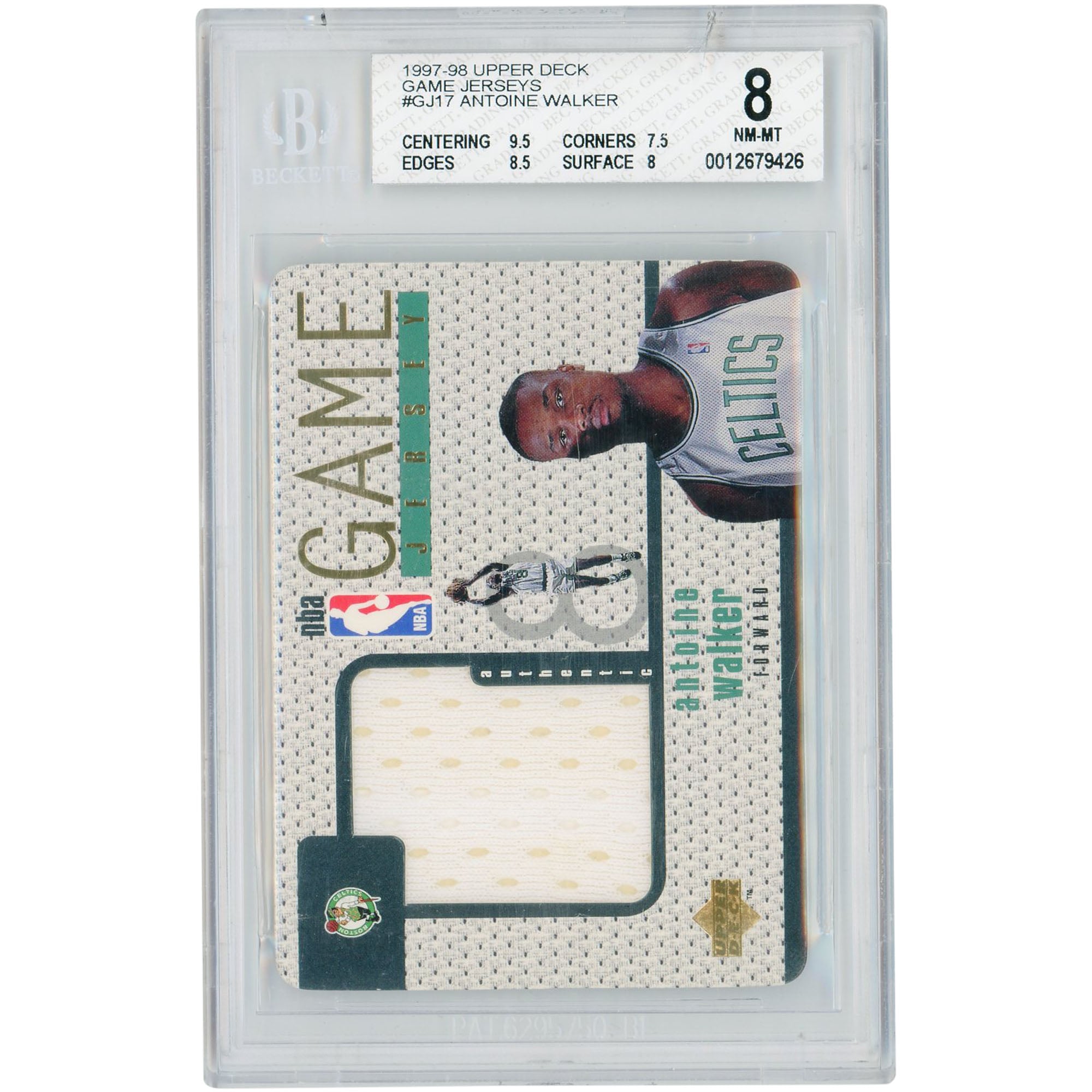 Boston Celtics Antoine Walker 1997-98 Upper Deck Game Jersey Relic
