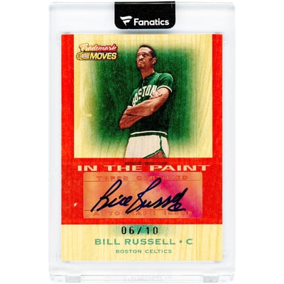 Bill Russell Boston Celtics Autographed 2007-08 Topps Trademark Moves In the Paint Gold #TI-BR #6/10 Card