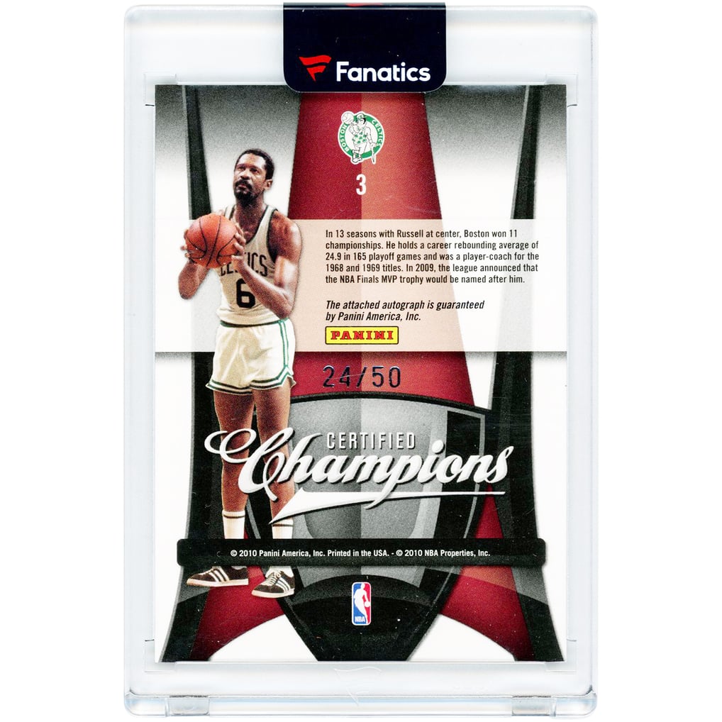 Bill Russell Boston Celtics Autographed 2009-10 Panini Certified 