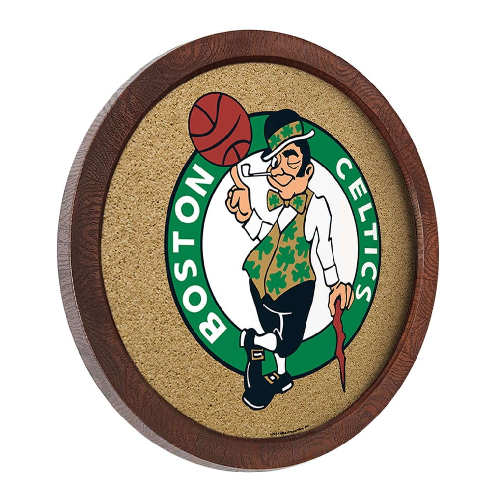 Boston Celtics 20.25'' Round Faux Barrel Framed Cork Board