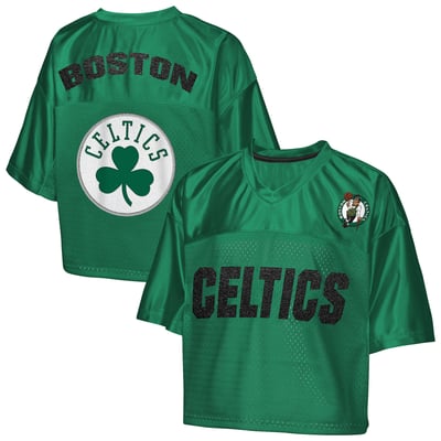 Boston Celtics Outerstuff Girls Youth Points in Paint Crop V-Neck T-Shirt - Kelly Green
