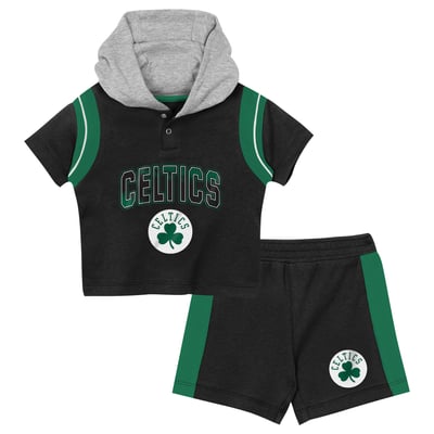 Boston Celtics Outerstuff Infant Get Back Short Sleeve Hoodie & Shorts Two-Pack Set - Black