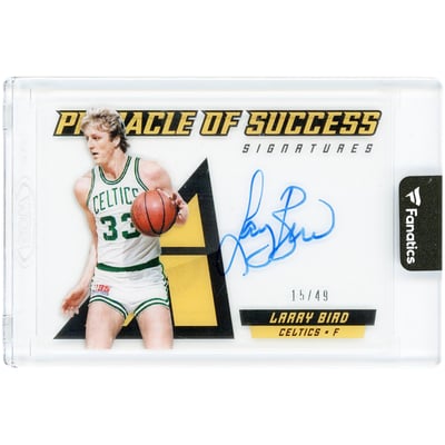 Larry Bird Boston Celtics Autographed 2013-14 Panini Pinnacle Of Success Signatures #33 #15/49 Card 