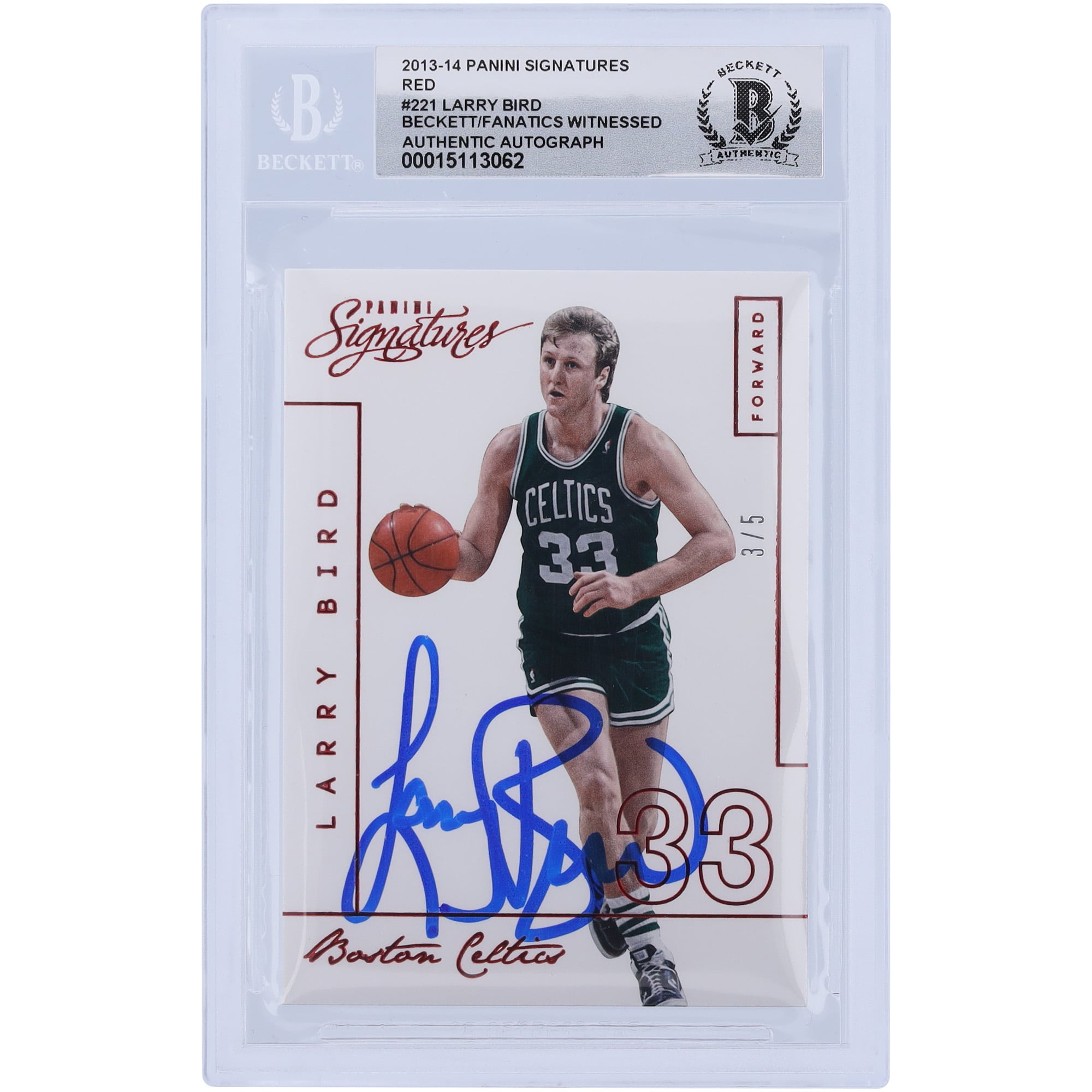 Autographed Boston Celtics Larry Bird 2013-14 Panini Signatures