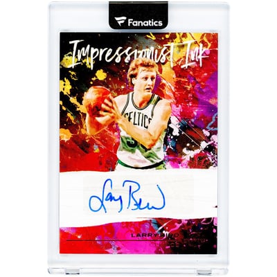 Larry Bird Boston Celtics Autographed 2020-21 Panini Court Kings Impressionist Ink #II-LBI #38/49 Card