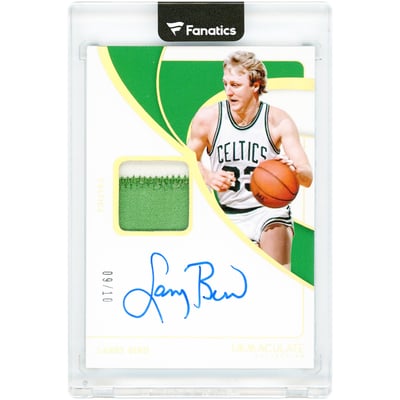 Larry Bird Boston Celtics Autographed 2023-24 Panini Immaculate Collection Dual-Color Game Used Relic Gold #IPA-BRD #9/10 Card